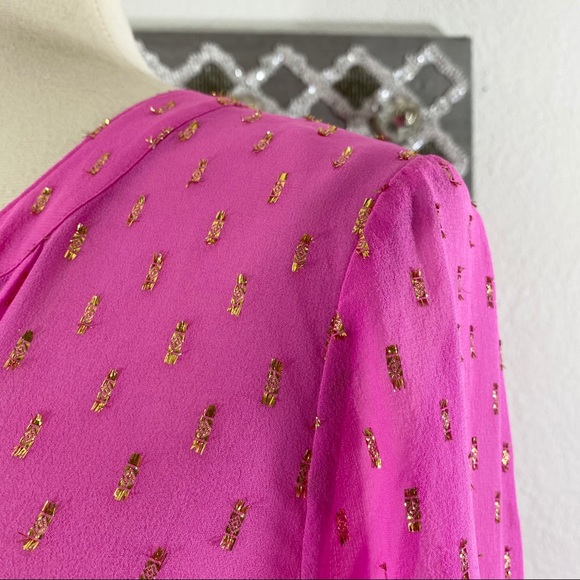 Lilly Pulitzer Colby Pintuck Top Silk Pink, Size L - Picture 5 of 10